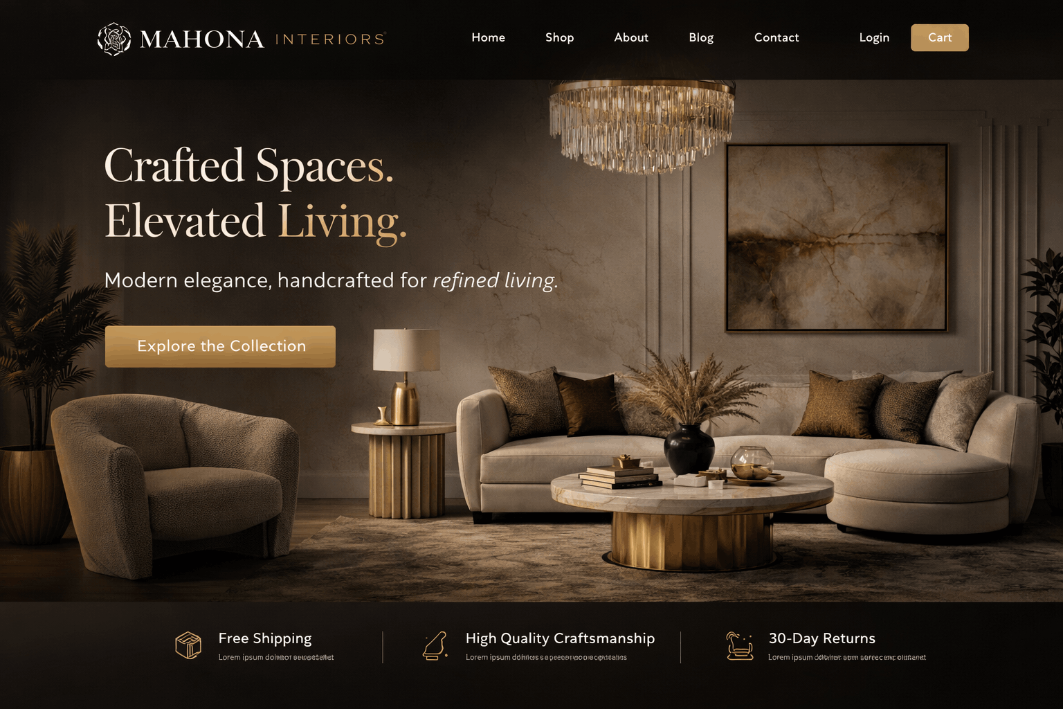 MAHONA INTERIORS website front page
