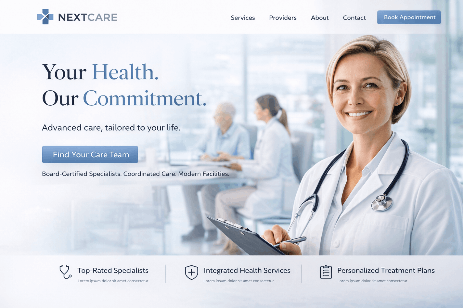 NEXTCARE website front page